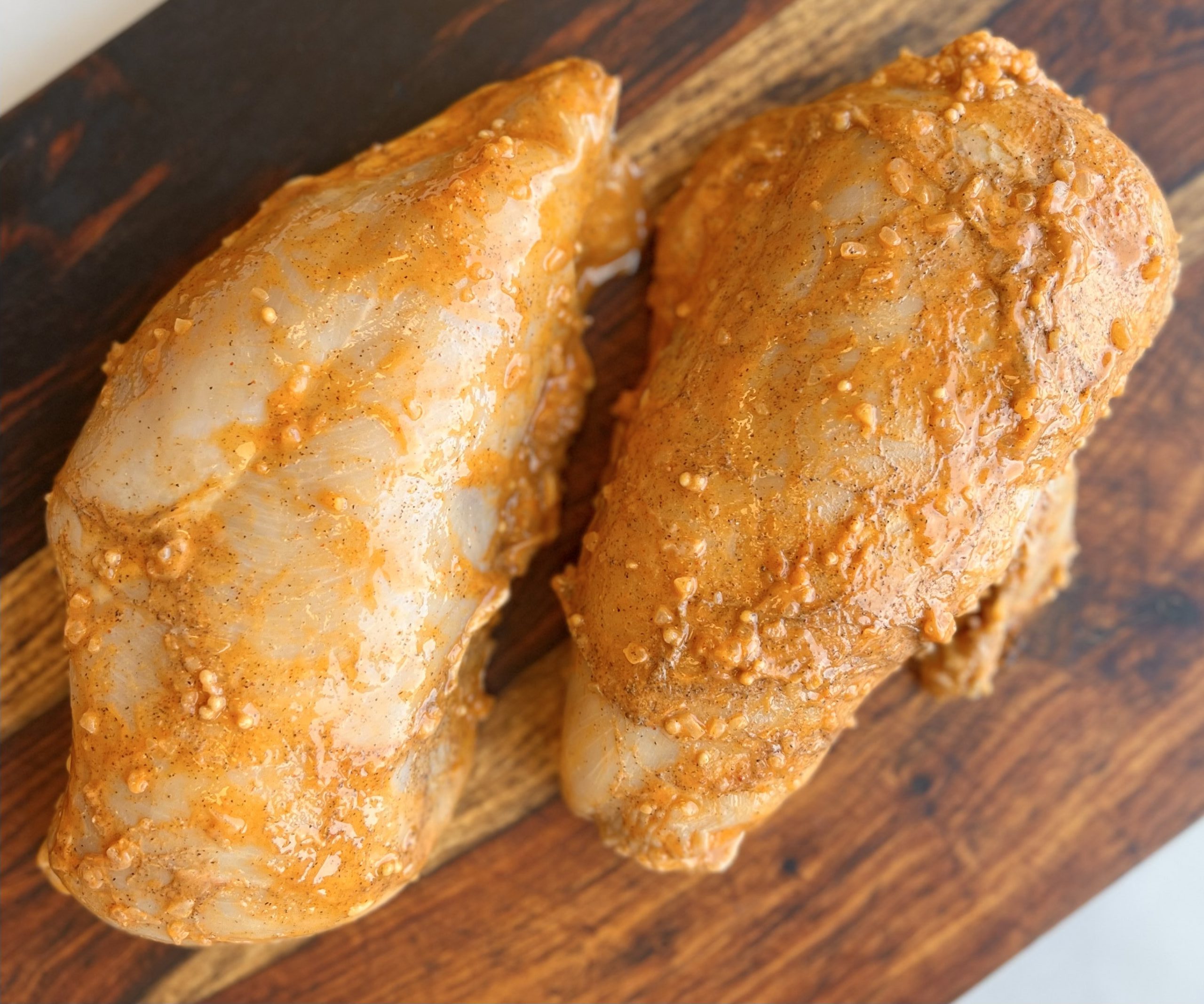 Marinated chicken breasts. Many flavors to choose from. Chicken is all natural, no hormones or antibiotics added.