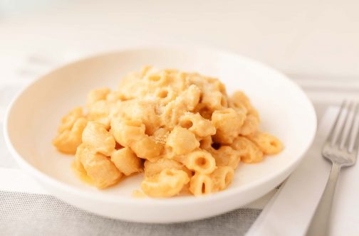 four cheese macaroni & cheese made by APM professional chefs.
