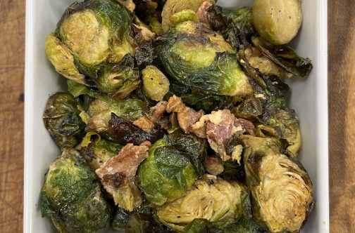 APM Brussels Sprouts with bacon. Fully cooked, just heat and eat!