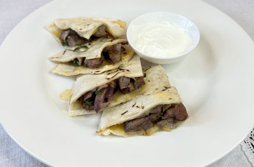 quesadillas made by APM professional chefs. Available in chicken and beef varieties. Served with sour cream