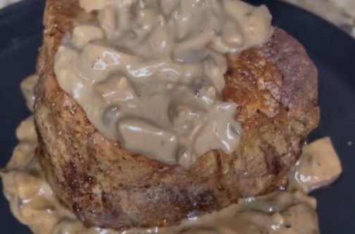 Cooking video and recipe for Filet Mignon with Mushroom Sauce